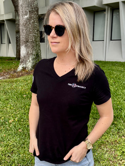 22P Black Short Sleeve Bella+Canvas® V-Neck T-Shirt