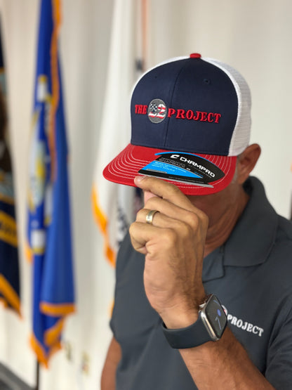 22P Red White + Blue Champro® Performance Trucker Snapback Cap